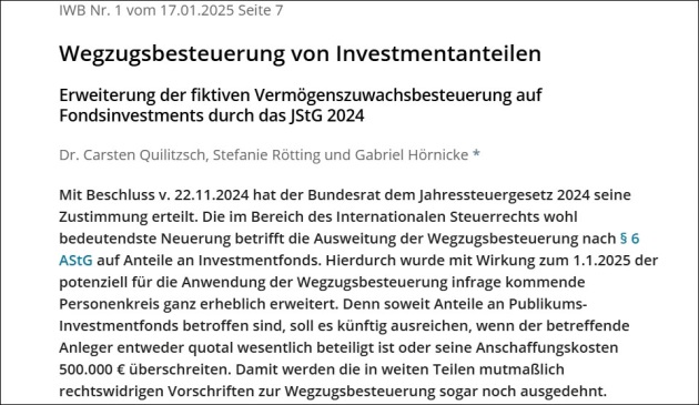 Titel, Untertitel, Autor und Einleitung zu dem meistgelesenen
		  Beitrag aus der IWB 2025