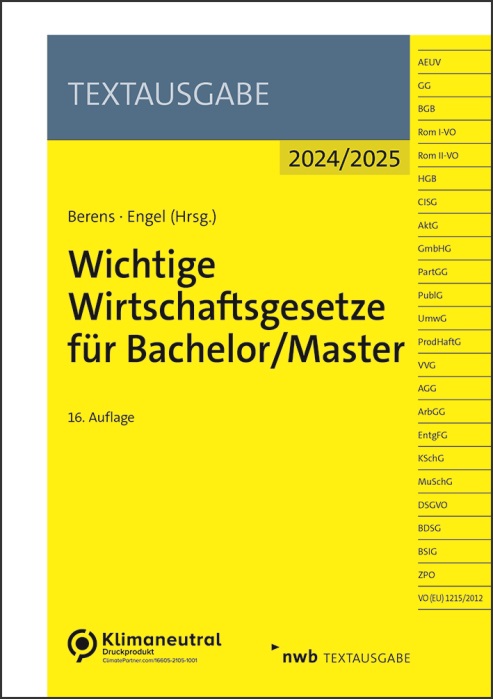 Wichtige Wirtschaftsgesetze für Bachelor/Master